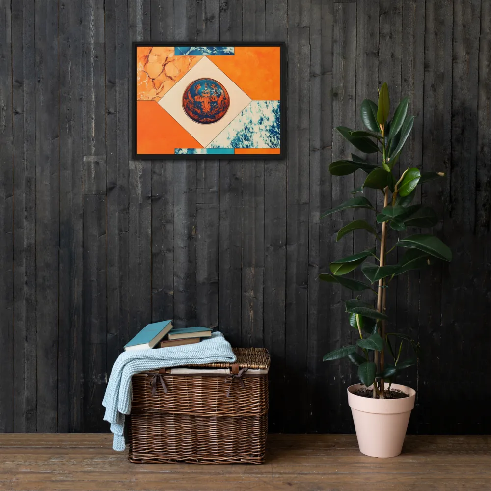 Harmonious Encounters: Abstract Geometry | Canvas with Black Frame | 18″×24″