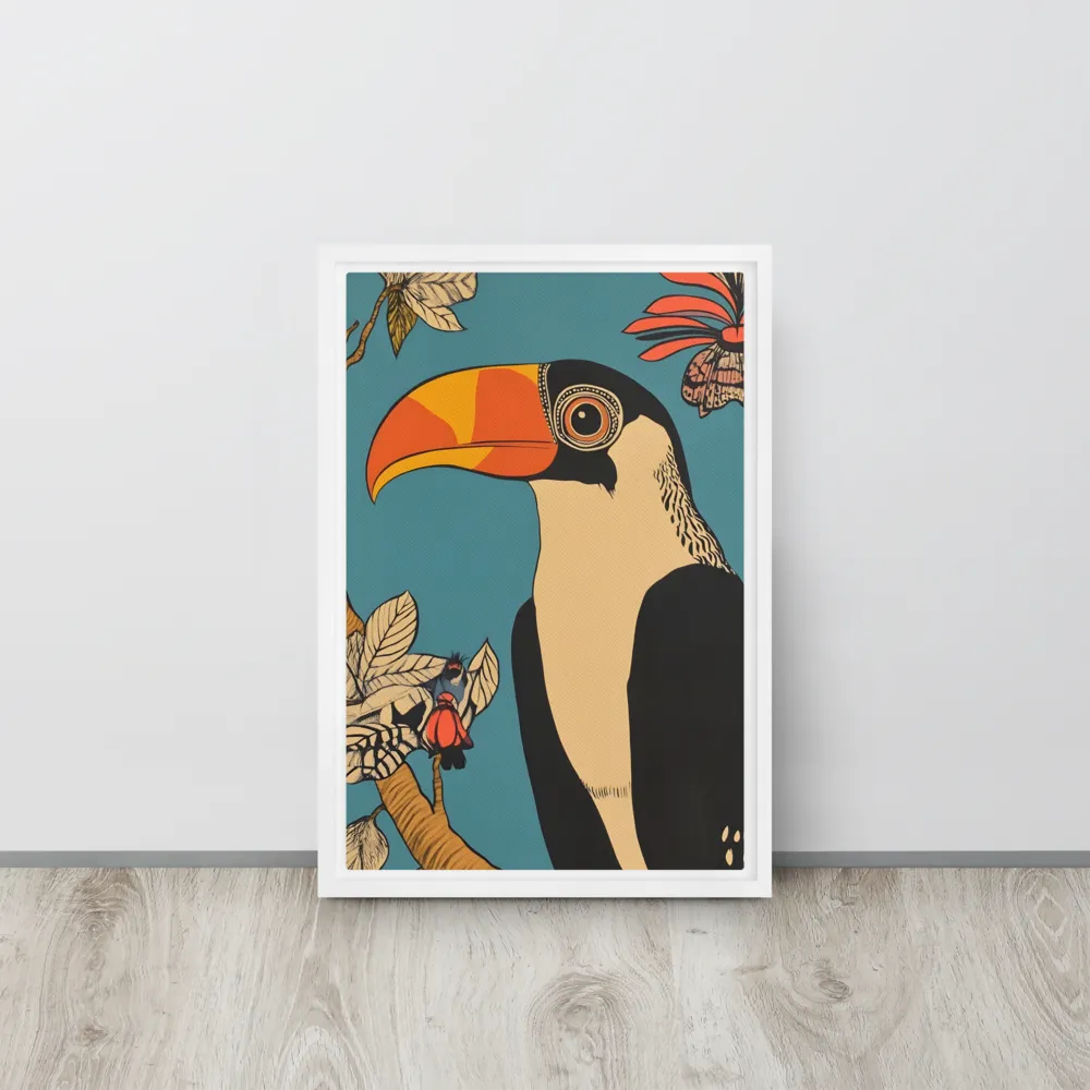Tropical Majesty: The Toucan at Rest | Canvas with White Frame | 12″×18″