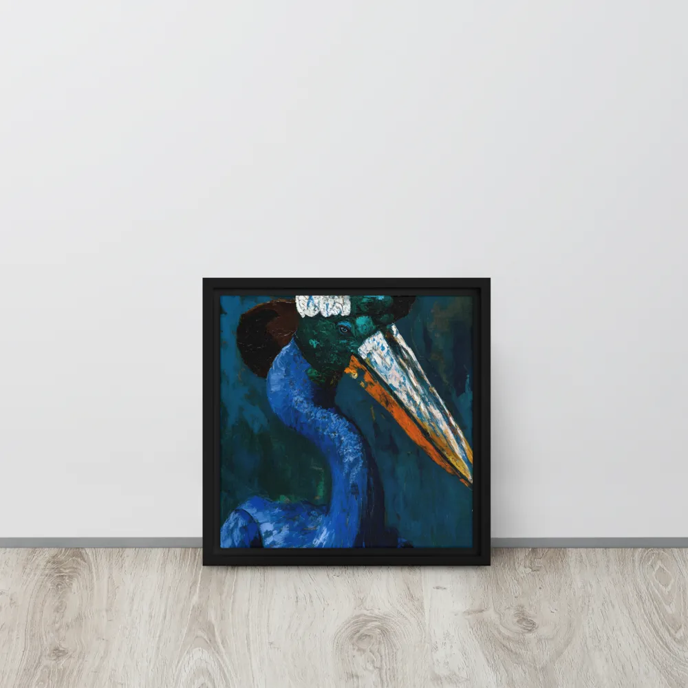 Majestic Absurdity: The Hat-Wearing Bird | Canvas with Black Frame | 12″×12″