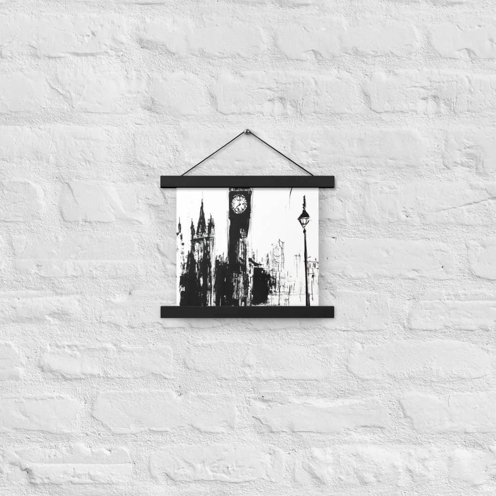 Clock Tower in Motion | Poster With Black Wood Hanger | 10″×10″