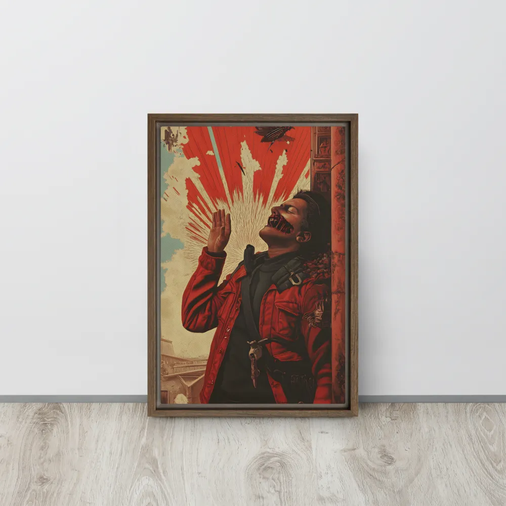 Defiant Echoes of Ruin | Canvas with Brown Frame | 12″×18″