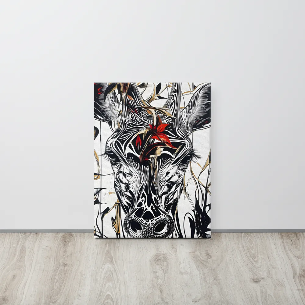 Floral Elegance: The Giraffe's Portrait | Canvas | 18″×24″