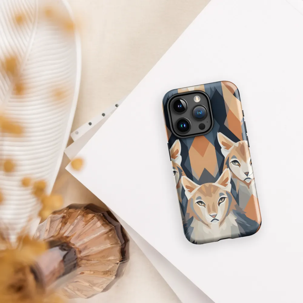 Elegance in Geometry: The Foxes | Phone Case |  15 Pro | Tough Case | Glossy