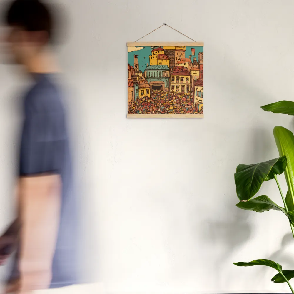 The Quirky City Gathering | Poster With Oak Wood Hanger | 16″×16″