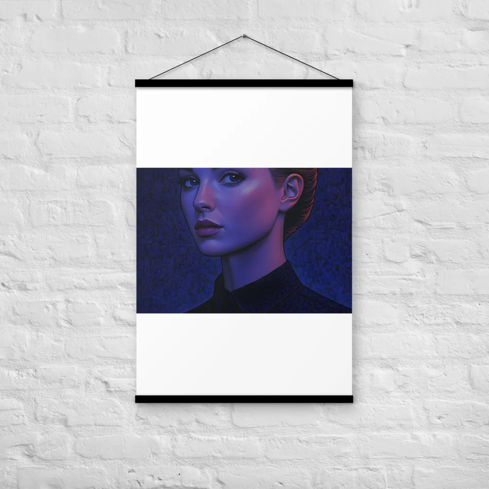 Ethereal Portrait in Blue and Red | Poster With Black Wood Hanger | 24″×36″