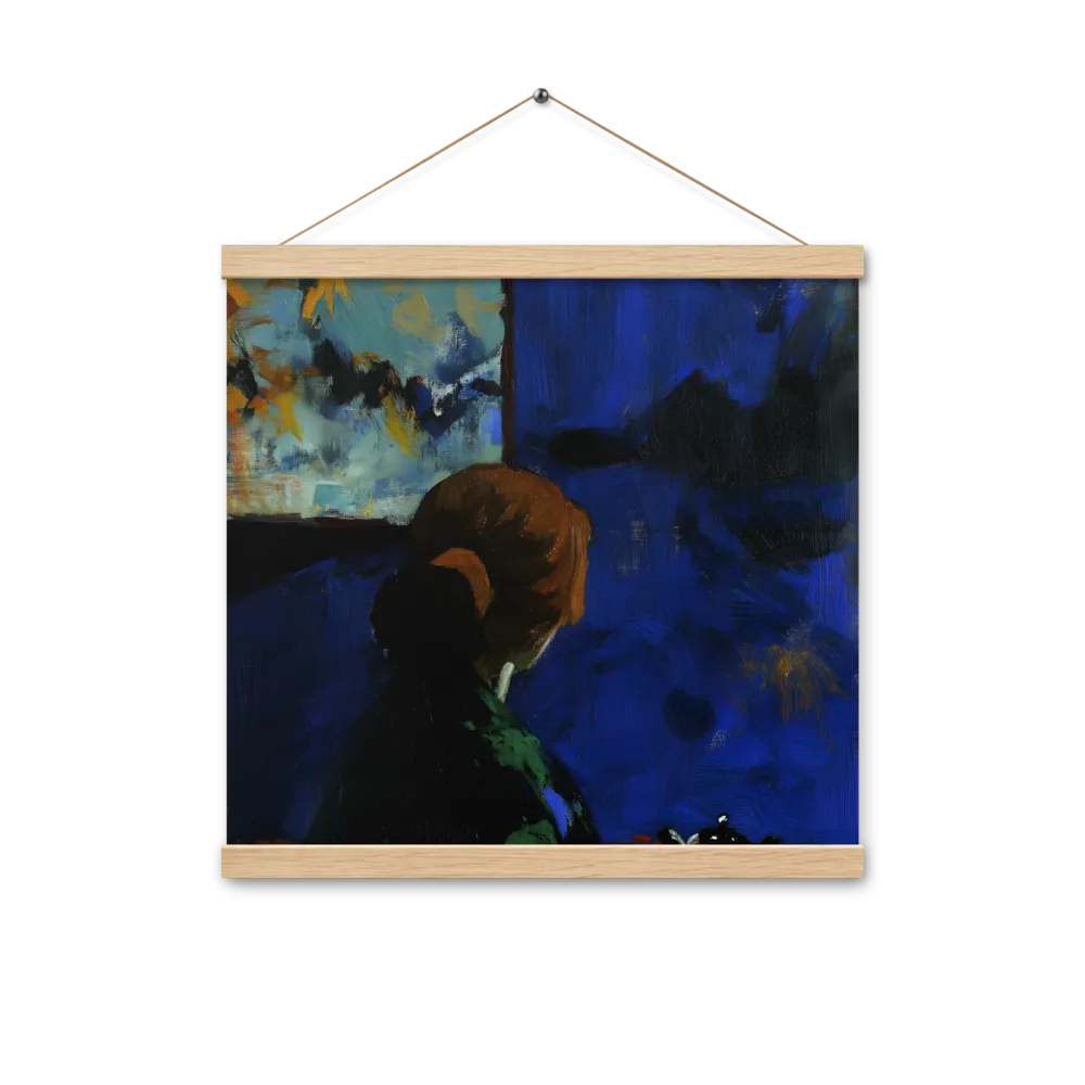 Contemplation Under the Night Sky | Poster With Oak Wood Hanger | 16″×16″