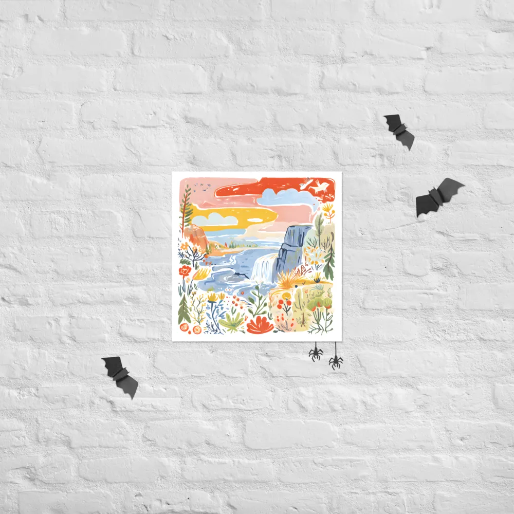 Wildflower Waterfall 
 Poster | 18″x 18″