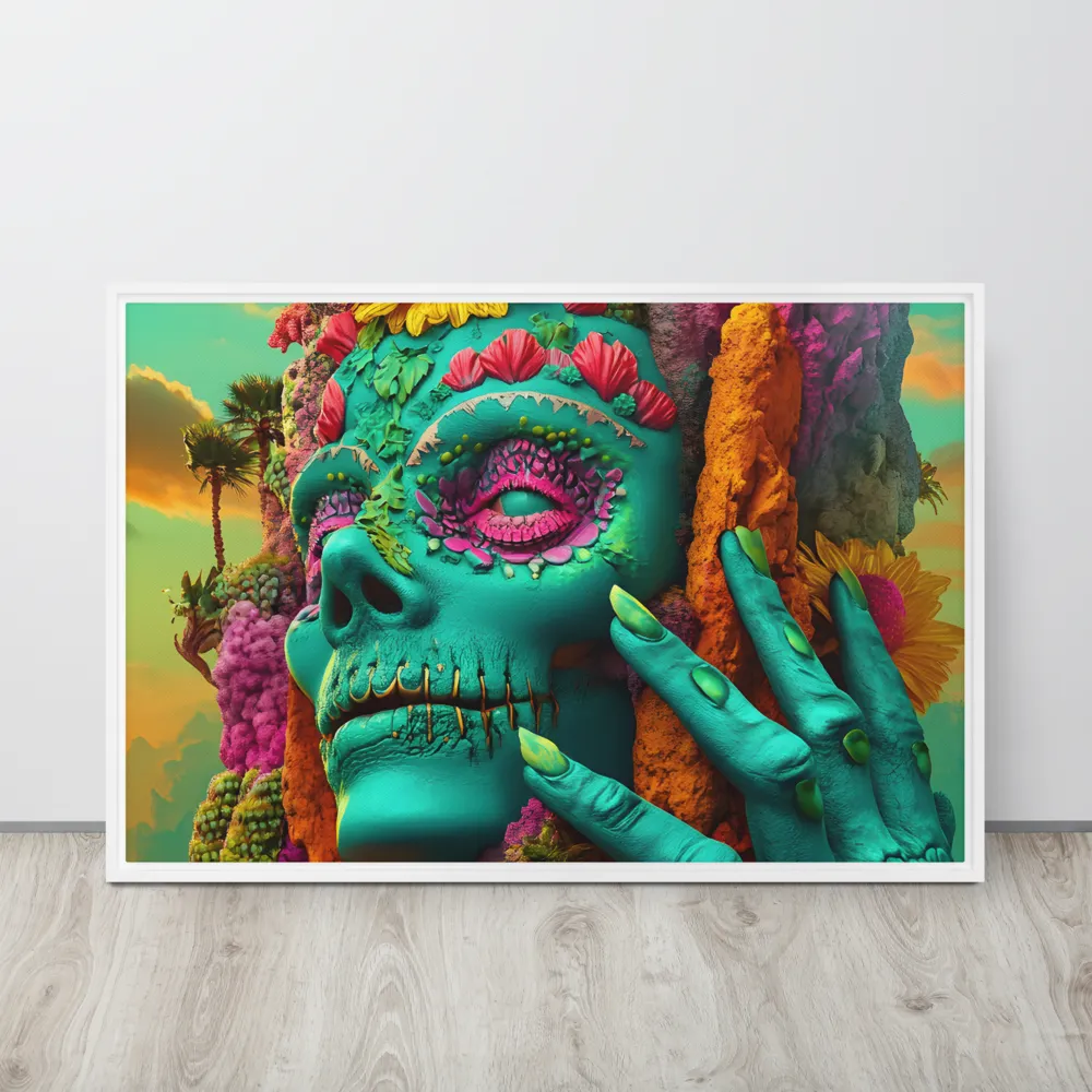 Ethereal Skull Garden | Canvas with White Frame | 24″×36″