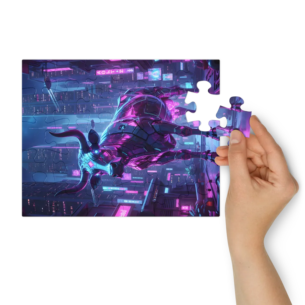 Neon Mech Cow 
 Jigsaw Puzzle in Tin Box