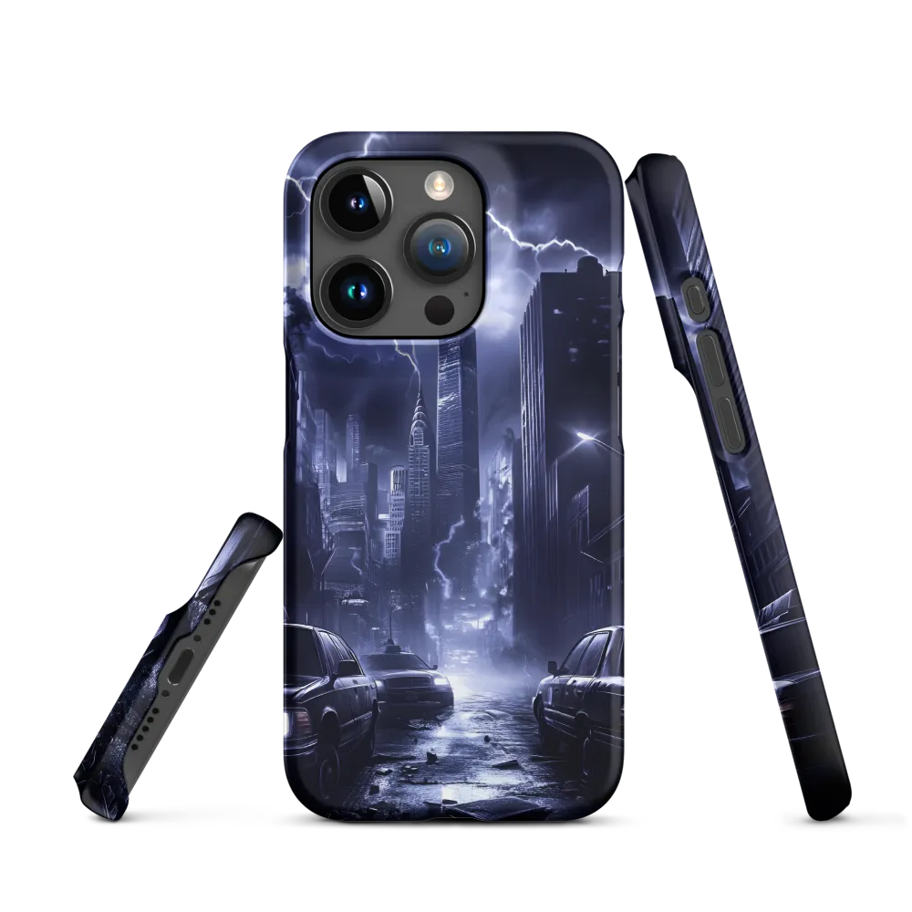 Stormy Cityscape: Shadows of the Night | Phone Case |  15 Pro | Snap Case | Matte