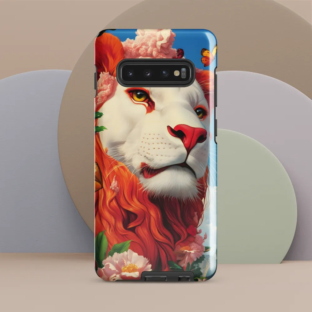 Majestic Lion Amidst Floral Splendor | Phone Case |  S10 Plus | Tough Case | Glossy