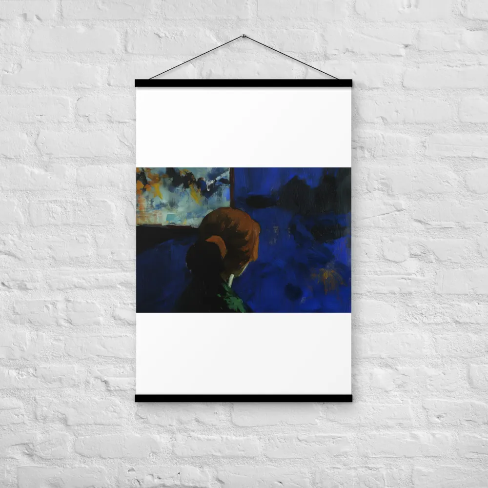Contemplation Under the Night Sky | Poster With Black Wood Hanger | 24″×36″