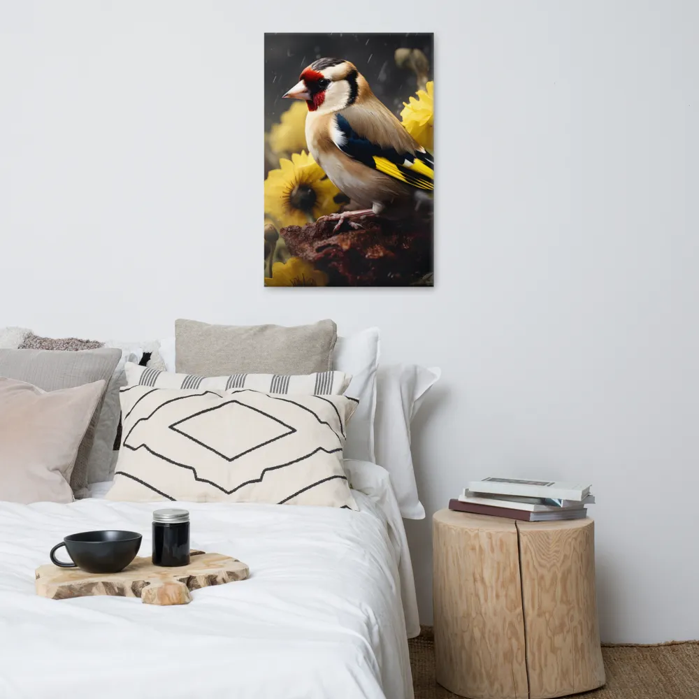 Harmony in Nature: A Goldfinch Amidst Blooms