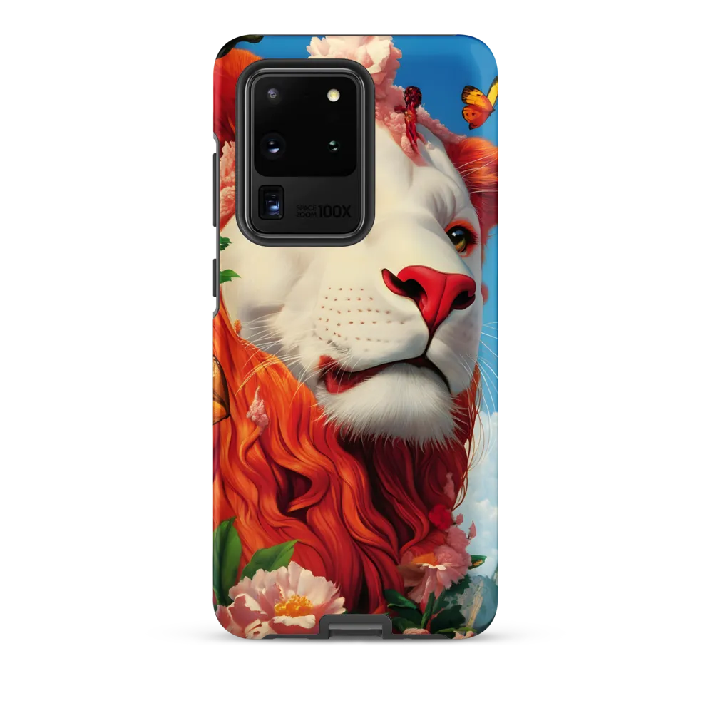 Majestic Lion Amidst Floral Splendor