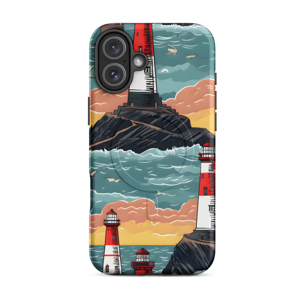 Lighthouses in a Whimsical Ocean | Phone Case |  16 Plus | MagSafe® Tough Case | Matte