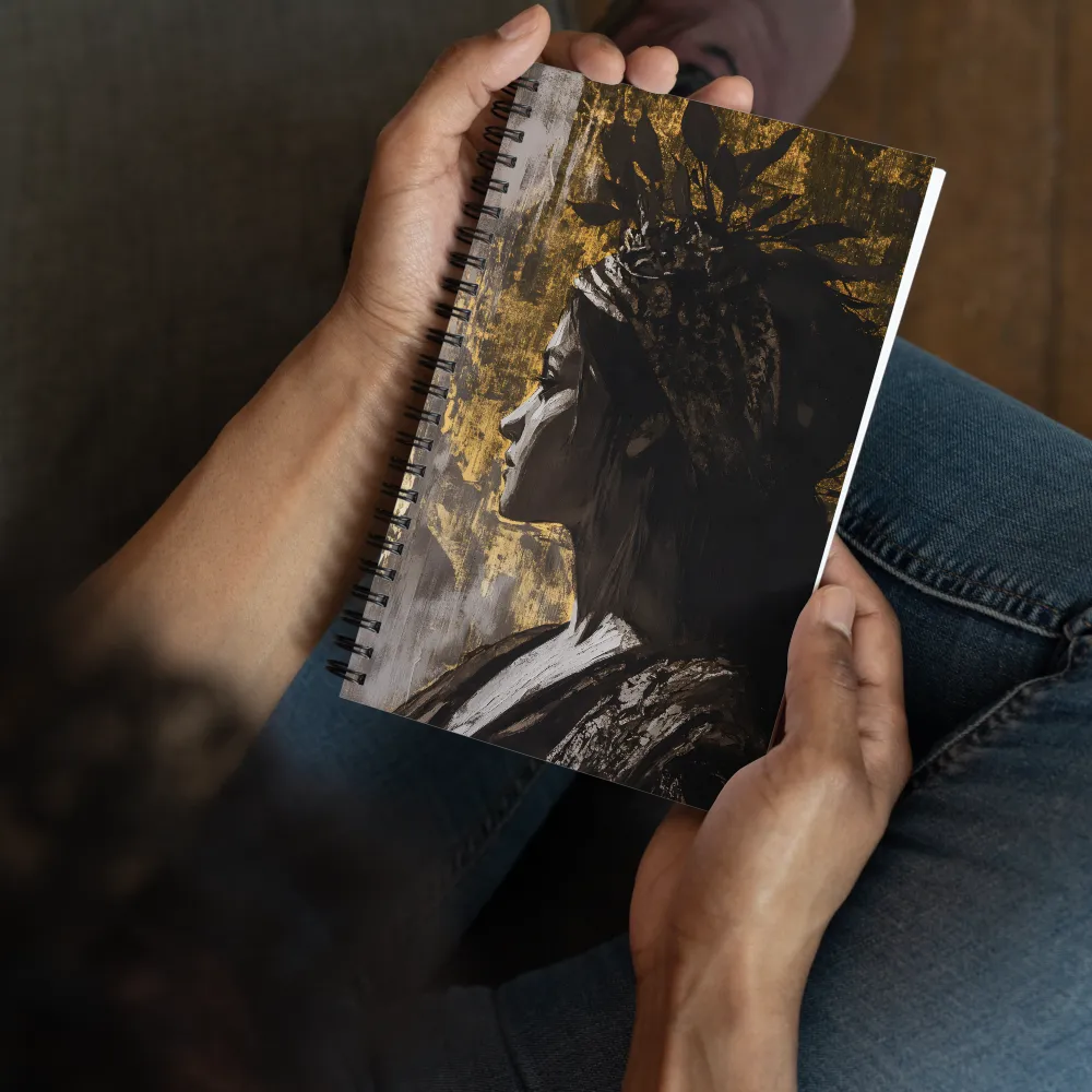 Golden Elegance: A Modern Profile Portrait | Spiral Notebook