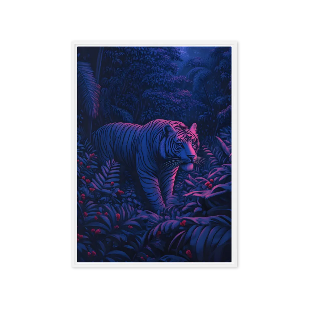 Mystic Prowler: The White Tiger in the Jungle | Canvas with White Frame | 20″×28″