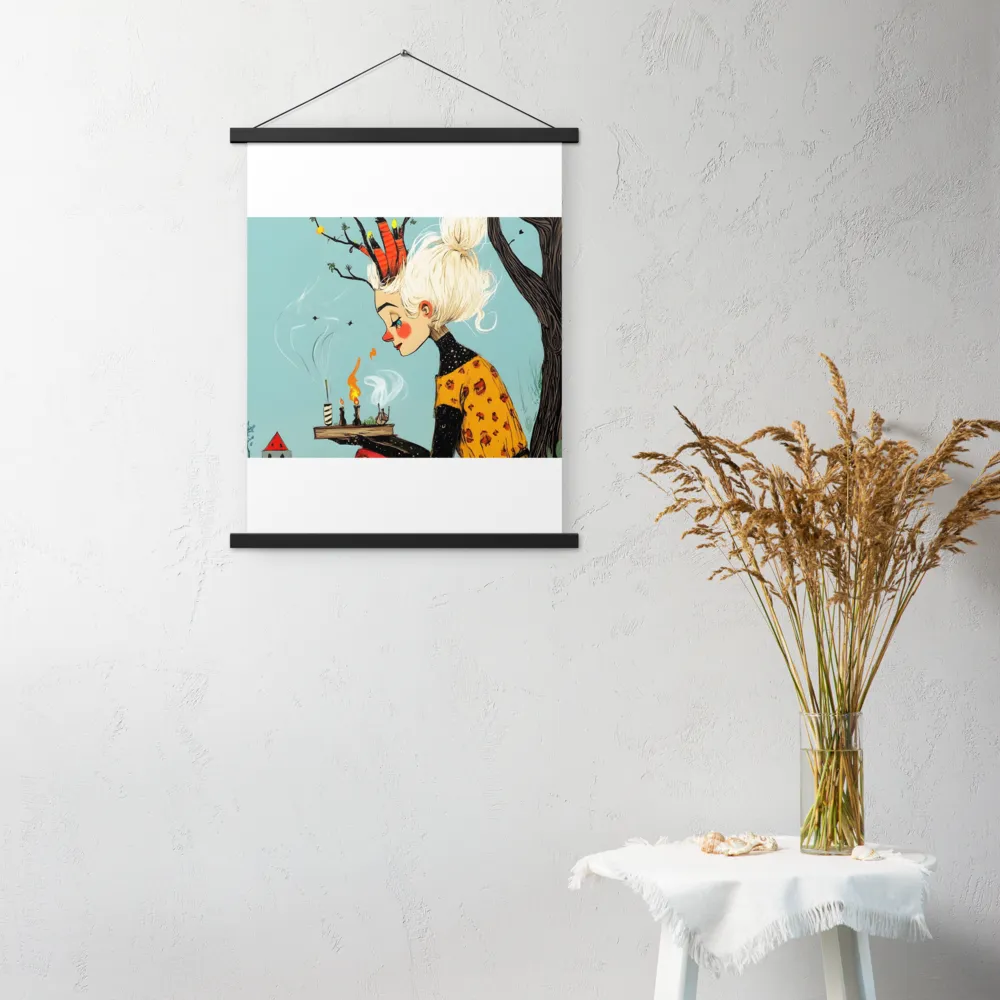 Whimsical Nature Girl | Poster With Black Wood Hanger | 18″×24″