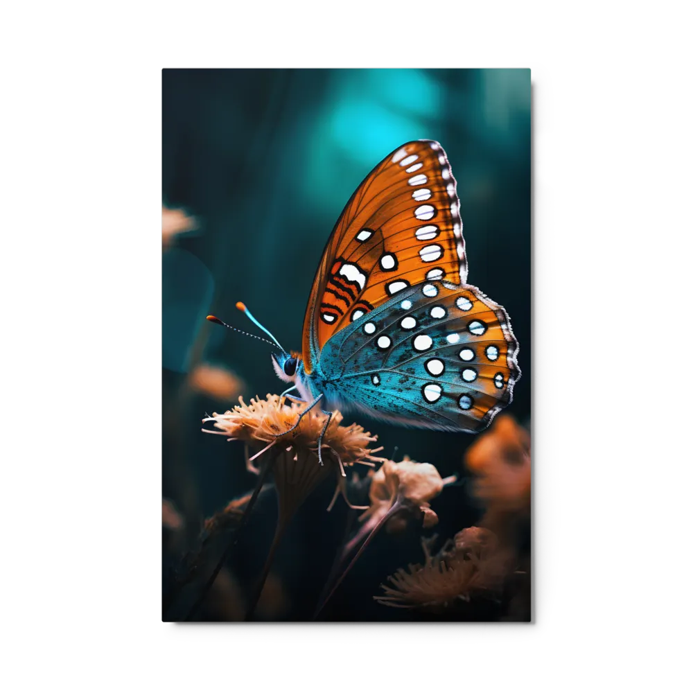 Whispers of Color: The Butterfly's Embrace | Metal Print | 24″×36″