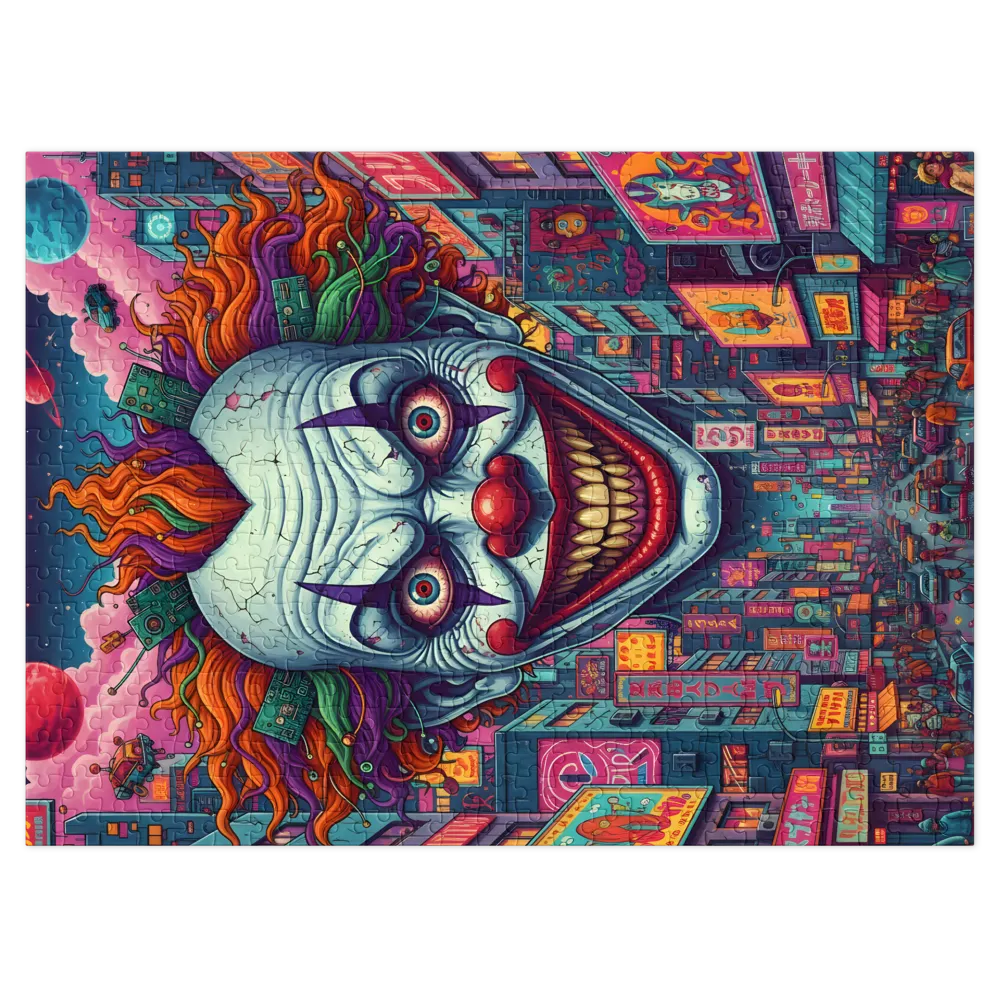 Neon Clown Metropolis 
 Jigsaw Puzzle in Tin Box