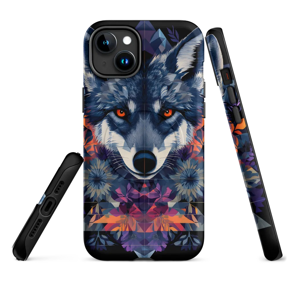 Mystical Wolf Amidst Floral Geometry