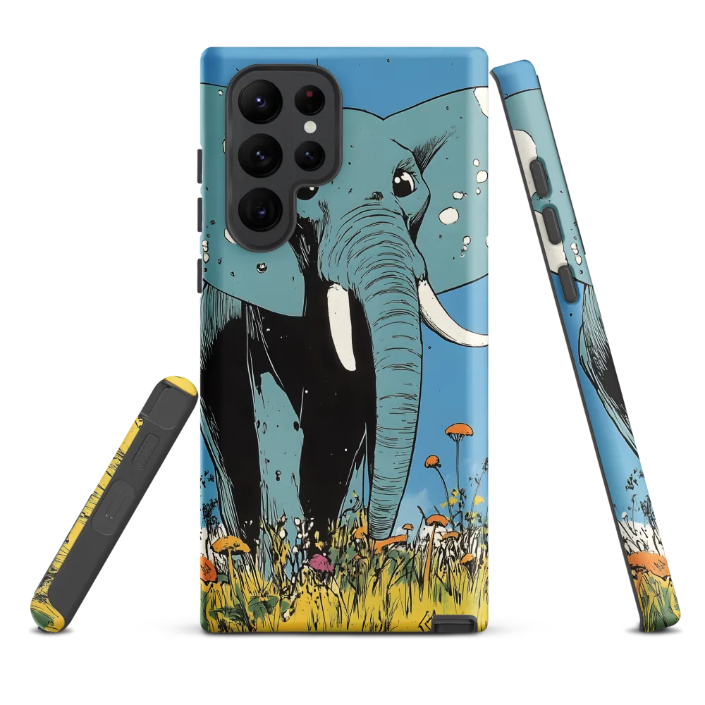 Whimsical Blue Elephant in Bloom