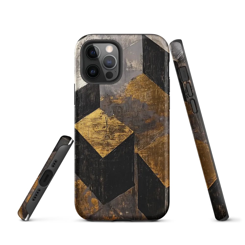 Geometric Harmony in Gold and Black | Phone Case |  12 Pro | Tough Case | Matte