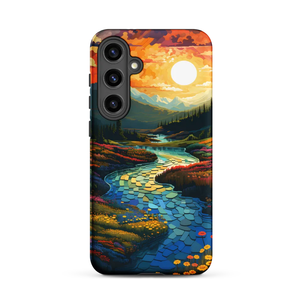 Serenity in Sunset: A Winding River's Embrace