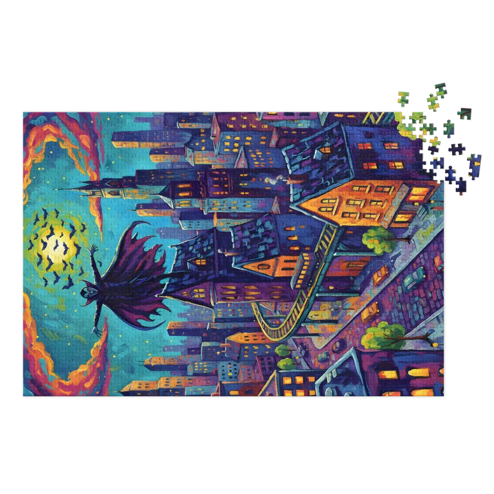 Vampire's Urban Flight 
 Jigsaw Puzzle in Tin Box
