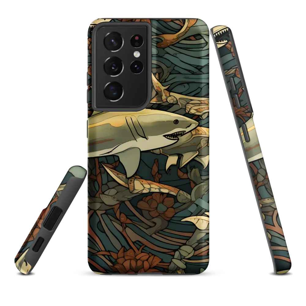 Dynamic Harmony of Sharks and Flora | Phone Case |  S21 Ultra | Tough Case | Matte