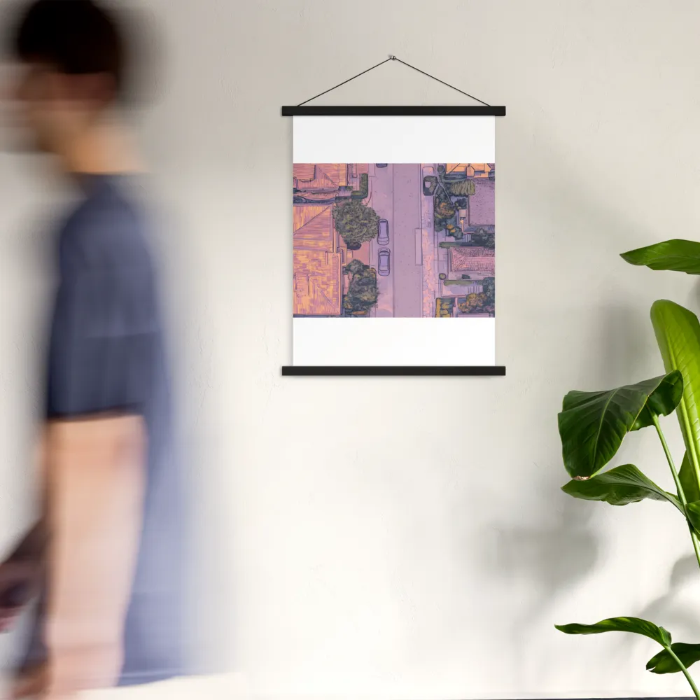Aerial Serenity: Suburban Oasis | Poster With Black Wood Hanger | 18″×24″