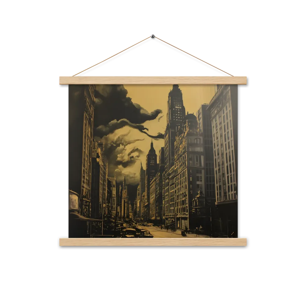Echoes of a Forgotten Skyline | Poster With Oak Wood Hanger | 18″×18″