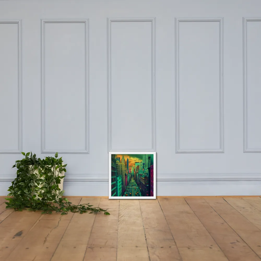 Urban Surrealism: Neon Dreams | Poster with White Frame | 14″×14″