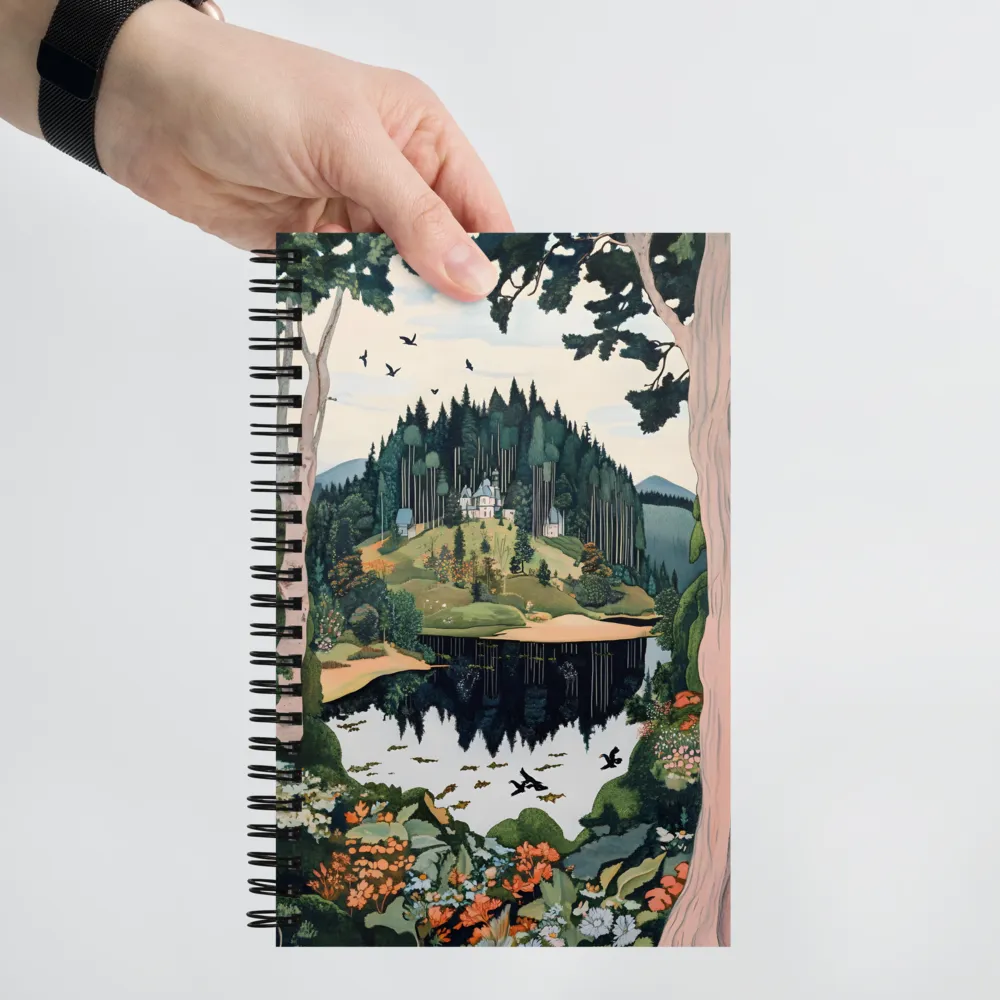 Tranquil Reflections: A Serene Landscape | Spiral Notebook