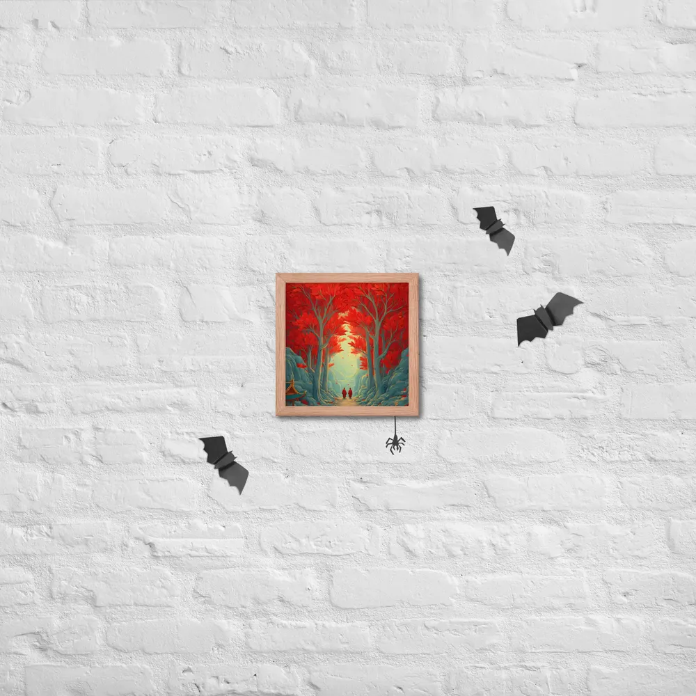 Crimson Grove 
 Poster with Red oak Frame | 10″x 10″