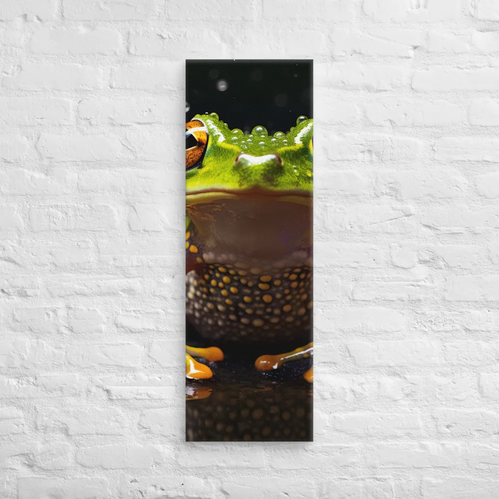 Emerald Elegance: The Frog in Focus | Canvas | 12″×36″
