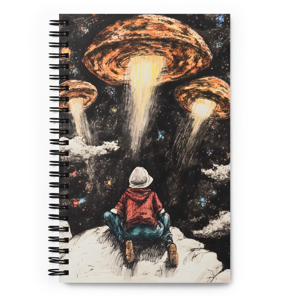 Gazing into the Unknown: A Child's Wonder in Space | Spiral Notebook