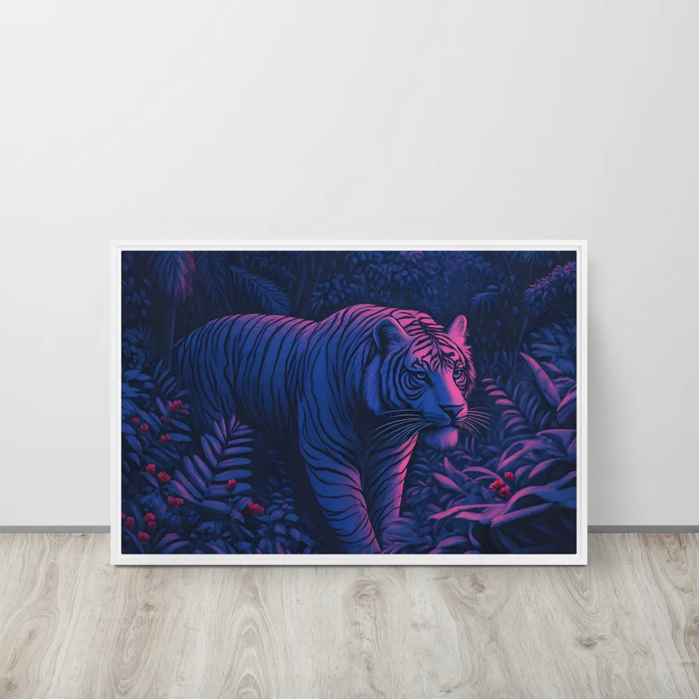 Mystic Prowler: The White Tiger in the Jungle | Canvas with White Frame | 20″×30″