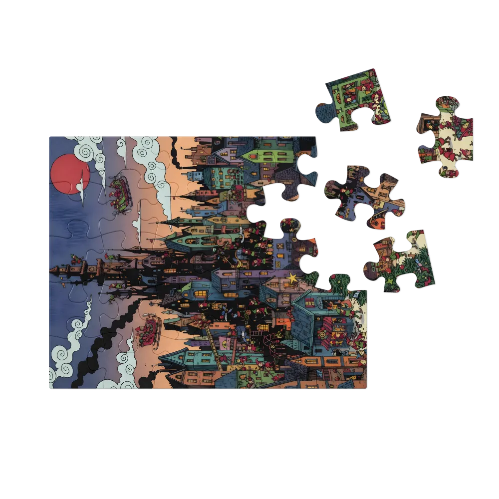 Elf Village at Dusk 
 Jigsaw Puzzle in Tin Box