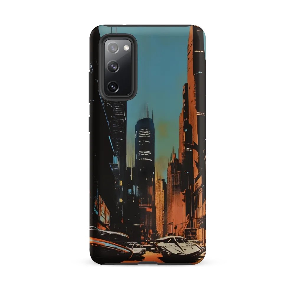 Futuristic Cityscape in Blue and Orange