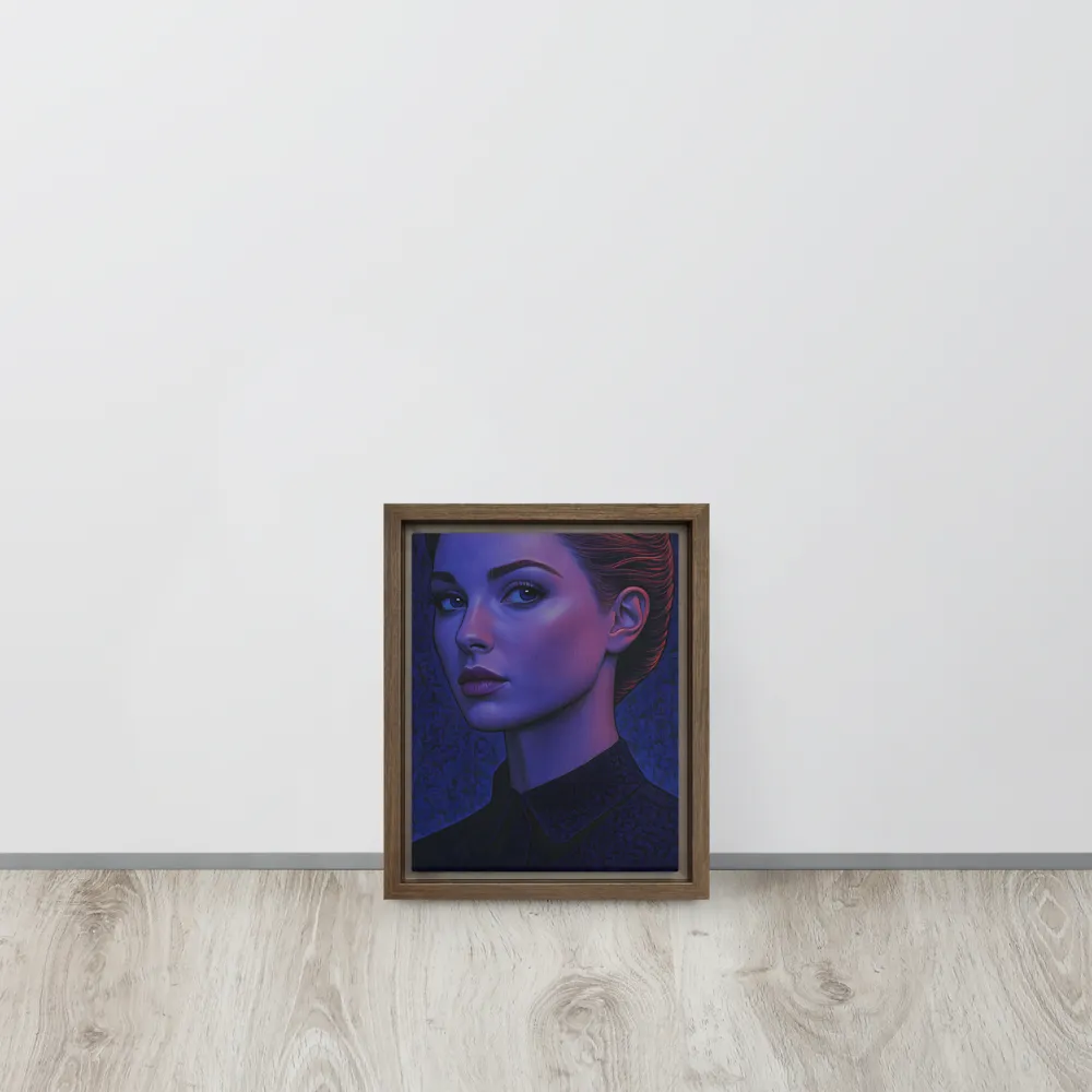 Ethereal Portrait in Blue and Red | Canvas with Brown Frame | 8″×10″