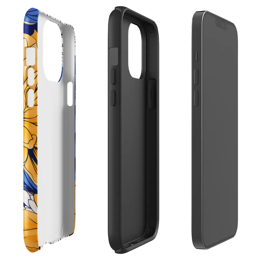 Floral Harmony in Blue and Yellow | Phone Case |  13 Pro Max | Tough Case | Glossy