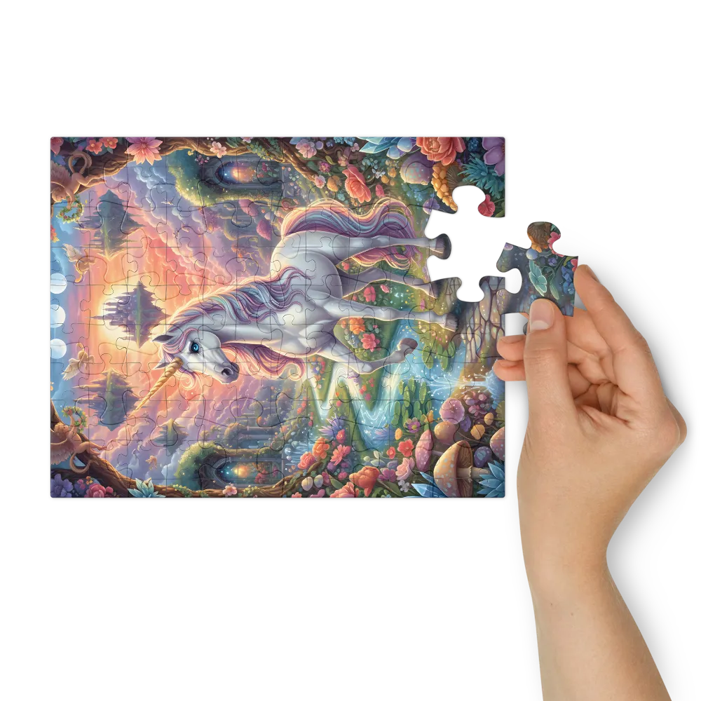 Enchanted Meadow Unicorn 
 Jigsaw Puzzle in Tin Box