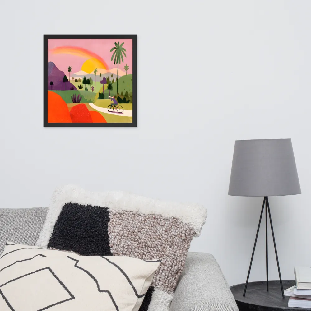 Sunlit Bicycle Ride 
 Poster with Black Frame | 16″x 16″