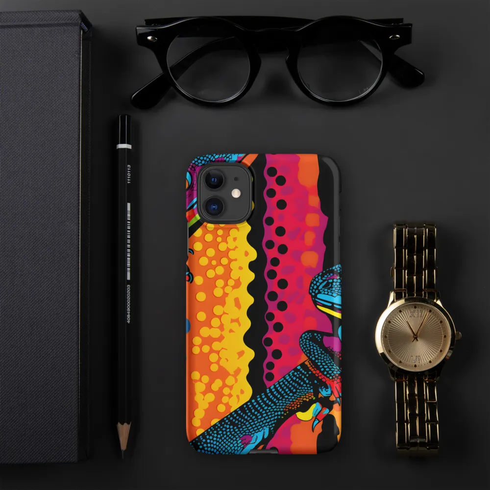 Colorful Encounters: The Playful Geckos | Phone Case |  11 | Snap Case | Matte