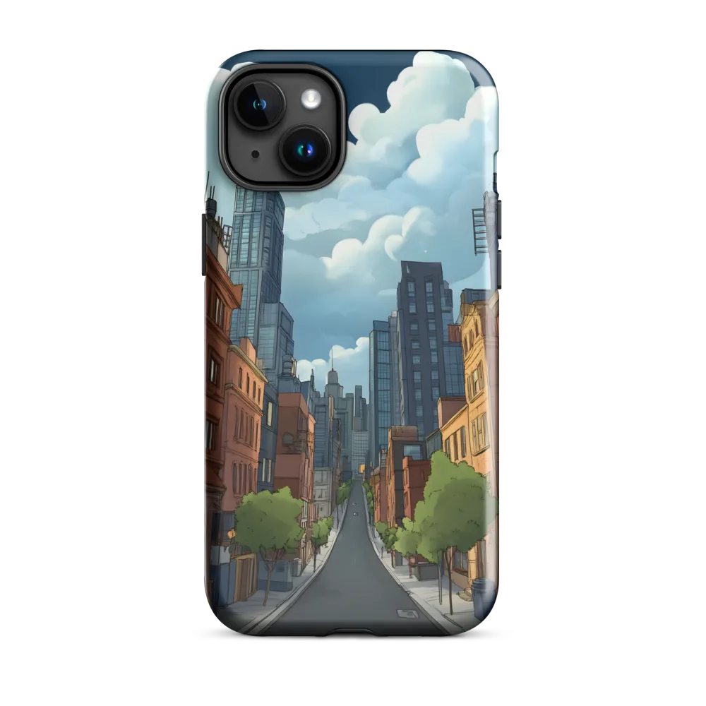 Urban Serenity: A Digital Cityscape | Phone Case |  15 Plus | Tough Case | Glossy