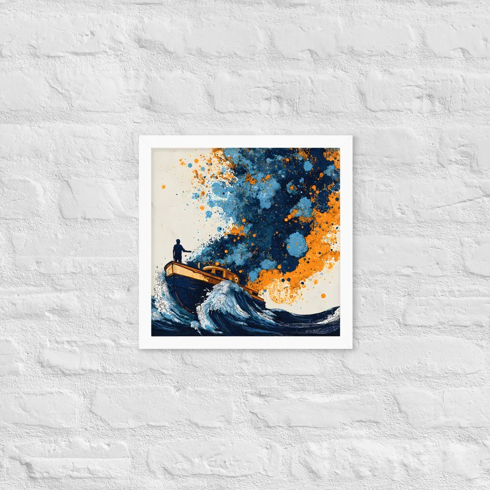 Paintstorm at Sea 
 Poster with White Frame | 14″x 14″