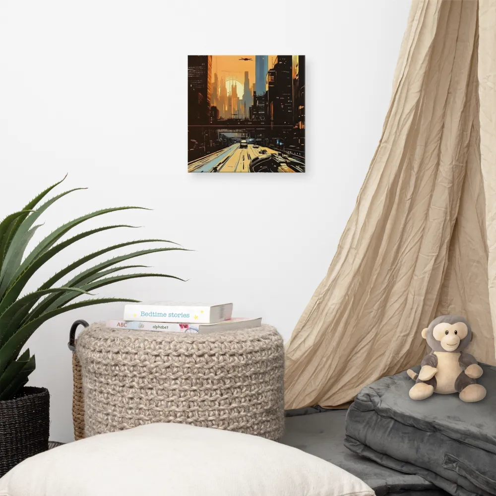 Metro Nexus: A Futuristic Cityscape | Canvas | 12″×12″
