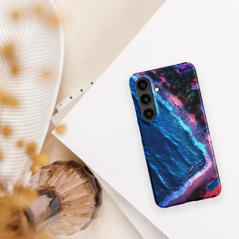 Twilight Reflections: A Serene Beach Aerial | Phone Case |  S24 | Snap Case | Matte