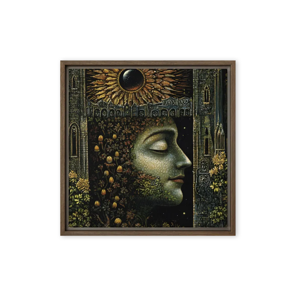 Nature’s Embrace: The Infinite Connection | Canvas with Brown Frame | 16″×16″